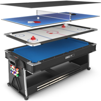 Игровой стол UNIX LINE ТРАНСФОРМЕР 4 в 1 (204х112 cм) Black